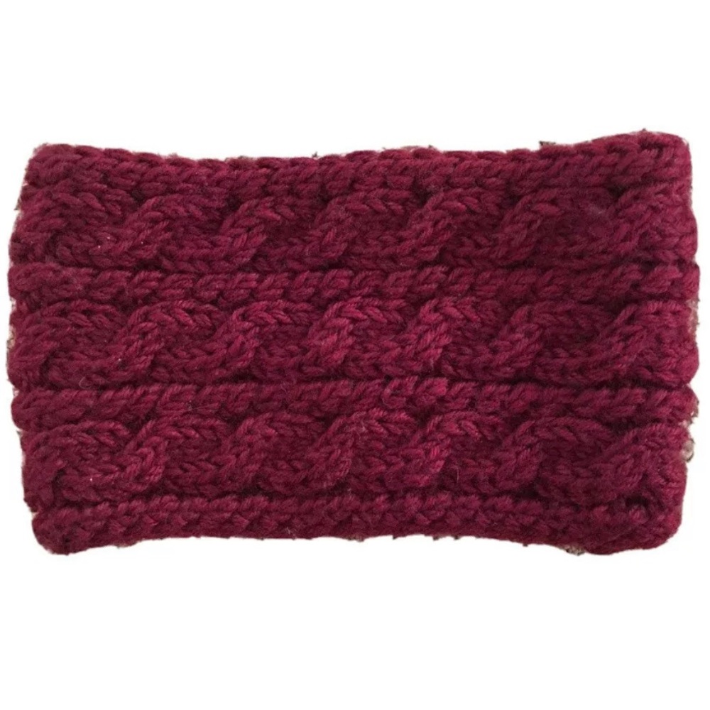 BURGUNDY MAROON KNIT HEAD BAND WRAP WINTER windsor